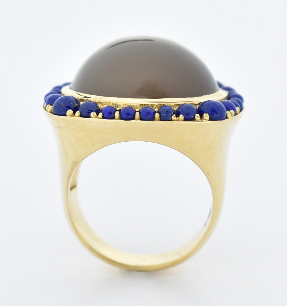 DANISH 18CT GOLD MOONSTONE & LAPIS LAZULI COCKTAIL RING - Image 5 of 6