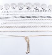 ASSORTMENT OF SILVER NECKLACES & BRACELETS