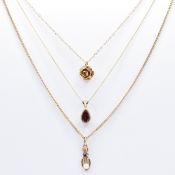 GROUP OF THREE 9CT GOLD PENDANT NECKLACES