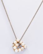 9CT GOLD NECKLACE & SIMULATED PEARL PENDANT
