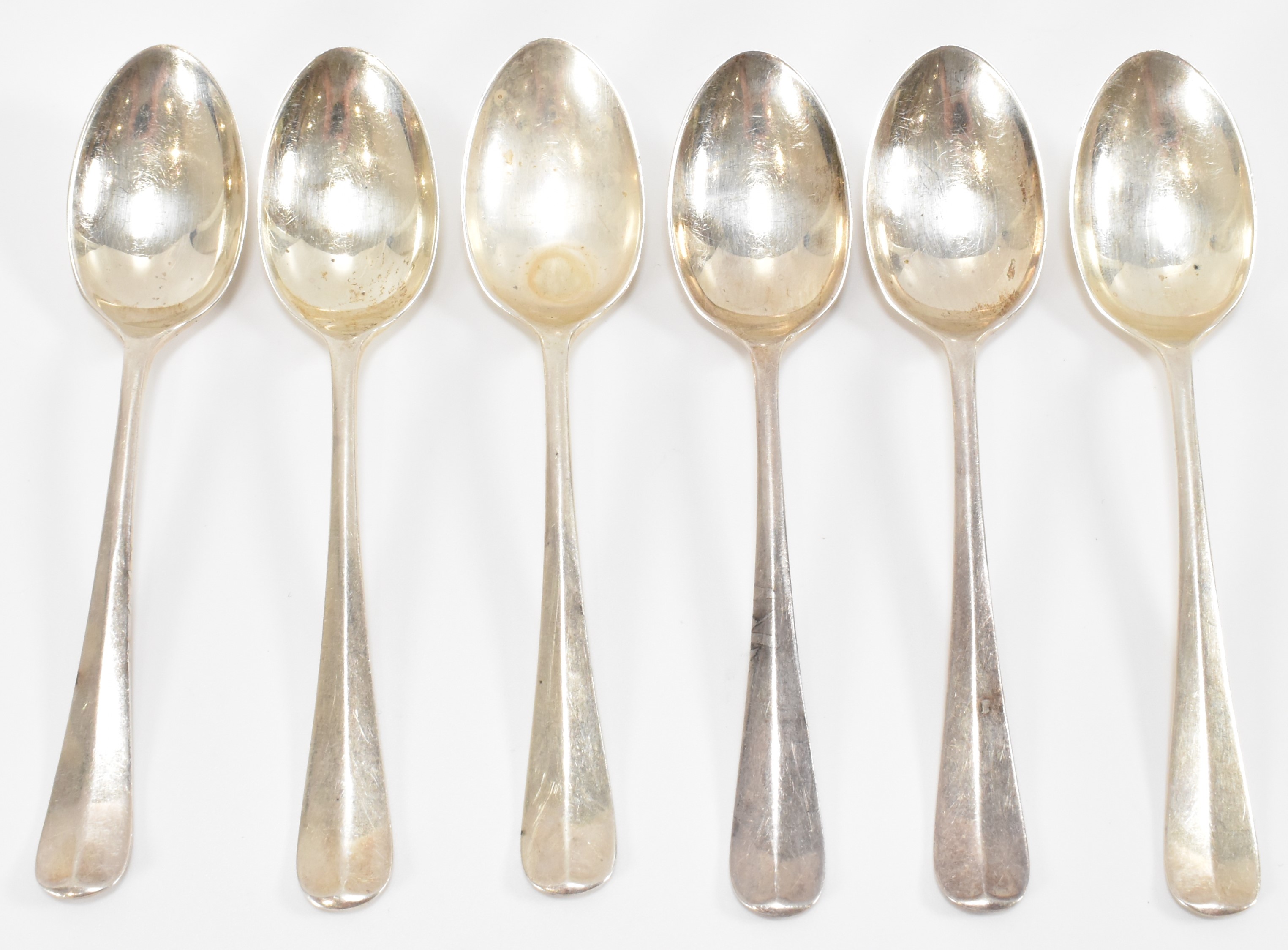 SIX SILVER 1920S TEASPOONS