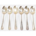 SIX SILVER 1920S TEASPOONS