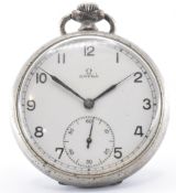 VINTAGE OMEGA WHITE METAL POCKET WATCH