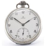 VINTAGE OMEGA WHITE METAL POCKET WATCH