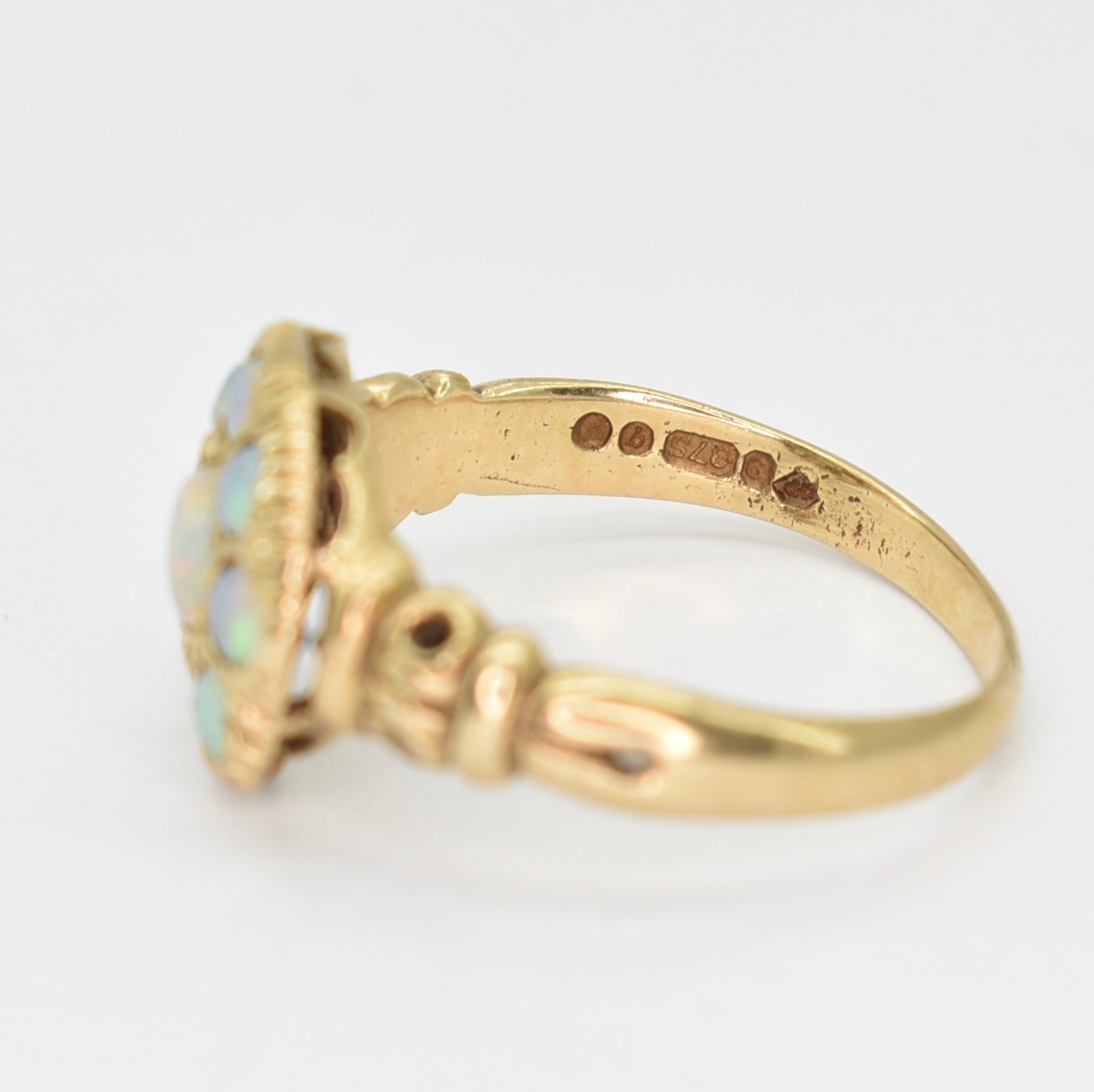 HALLMARKED 9CT GOLD & OPAL CLUSTER RING - Image 3 of 6