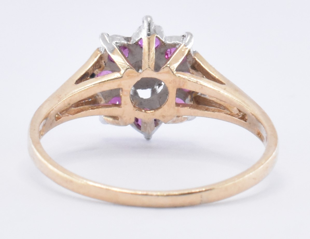 HALLMARKED 9CT RUBY & DIAMOND CLUSTER RING - Image 4 of 6