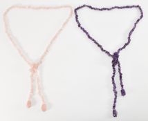 ROSE QUARTZ & AMETHYST GEMSTONE NECKLACES