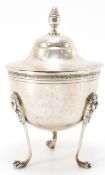 SILVER LIDDED BOWL WITH LIONS PAW FEET