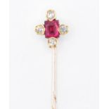 GOLD RUBY & DIAMOND STICK PIN