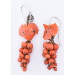 PAIR OF VICTORIAN CORAL GRAPE VINE EARRINGS