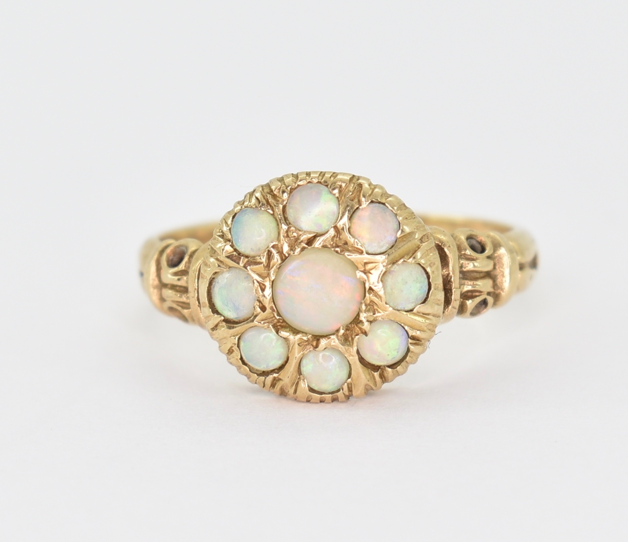 HALLMARKED 9CT GOLD & OPAL CLUSTER RING - Image 6 of 6