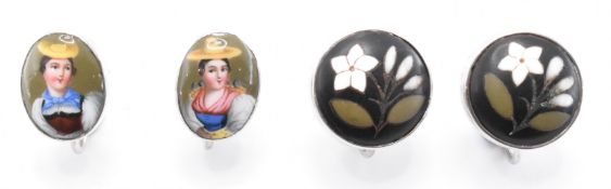 PIETRA DURA & ENAMELLED SCREW BACK EARRINGS