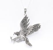 SILVER & MARCASTE AMERICAN EAGLE PENDANT NECKLACE