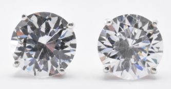 PAIR OF SILVER & CZ STUD EARRINGS