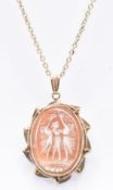 HALLMARKED 9CT GOLD CAMEO PENDANT NECKLACE