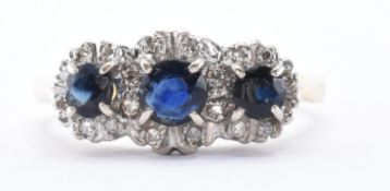 18CT GOLD SAPPHIRE & DIAMOND RING