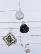 COLLECTION OF SILVER PENDANT NECKALCES