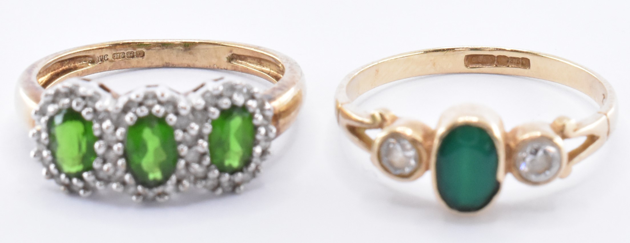 TWO 9CT GOLD & GREEN STONE RINGS - Image 2 of 10