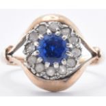 9CT GOLD BLUE AND WHITE STONE RING