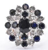 9CT GOLD SAPPHIRE & DIAMOND CLUSTER RING