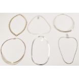 COLLECTION OF SILVER FLAT SNAKE CHAIN NECKLACES