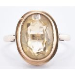 HALLMARKED 9CT GOLD & YELLOW STONE DRESS RING