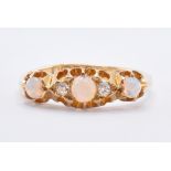 VICTORIAN 18CT GOLD OPAL & DIAMOND RING