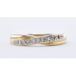 9CT GOLD & DIAMOND CROSSOVER RING