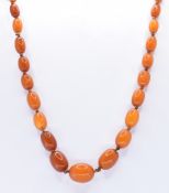 AMBER BEADED NECKLACE & NUGGET PENDANT