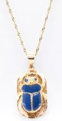 EGYPTIAN GOLD & ENAMEL PENDANT NECKLACE