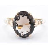 1970S 9CT GOLD & SMOKEY QUARTZ RING