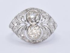 FRENCH PLATINUM & DIAMOND BOMBE RING