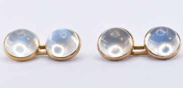 PAIR OF 18CT GOLD & MOONSTONE CLUFFLINKS