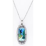 ARTS & CRAFTS SILVER ENAMELLED PENDANT NECKLACE