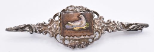 VICTORIAN GOLDSTONE & MICRO MOSAIC DOVE BROOCH