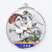 GEORGE III SILVER ENAMELLED COIN PENDANT