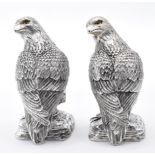 PAIR OF SILVER PLATE EAGLE SALT & PEPPER SHAKERS
