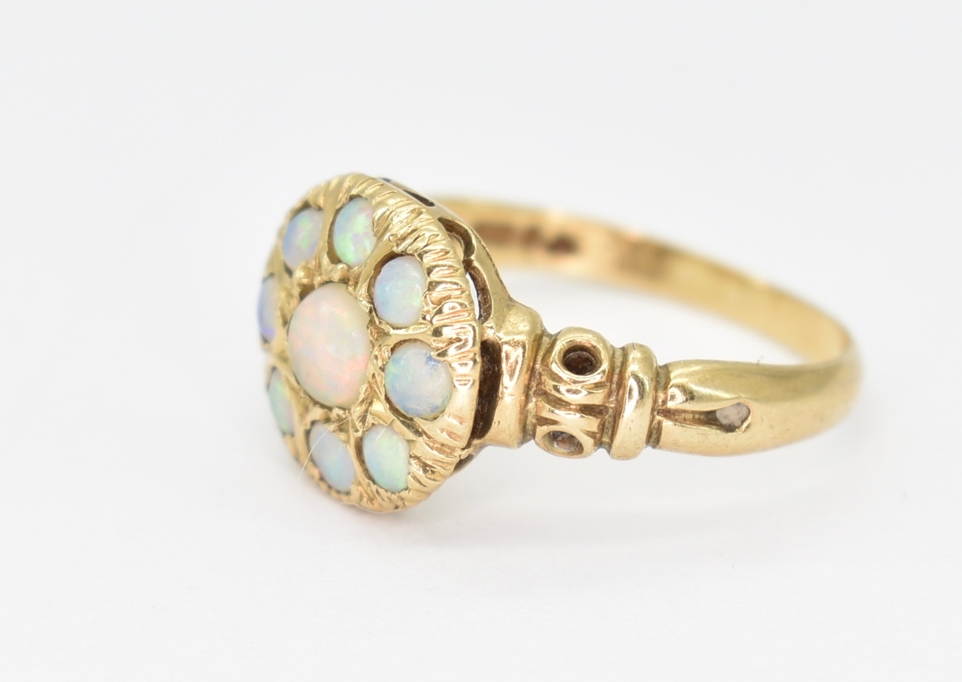 HALLMARKED 9CT GOLD & OPAL CLUSTER RING - Image 2 of 6