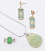 ASSORTMENT OF JADE SET JEWELLERY