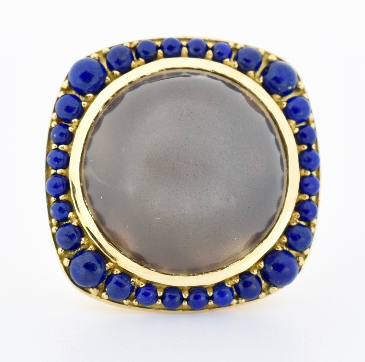 DANISH 18CT GOLD MOONSTONE & LAPIS LAZULI COCKTAIL RING - Image 2 of 6