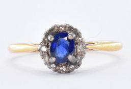 18CT GOLD SAPPHIRE & DIAMOND RING