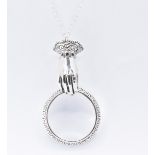 SILVER & RUBY MAGNIFYING GLASS PENDANT NECKLACE