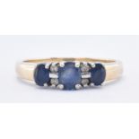 9CT GOLD SAPPHIRE & DIAMOND RING