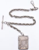 EDWARDIAN SILVER HALLMARKED VESTA CASE & CHAIN