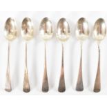 SIX GEORGE III & LATER SILVER TEASPOONS