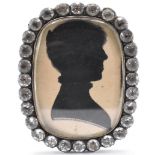 GEORGE III GOLD & SILVER SILHOUETTE BROOCH