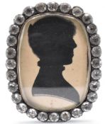 GEORGE III GOLD & SILVER SILHOUETTE BROOCH