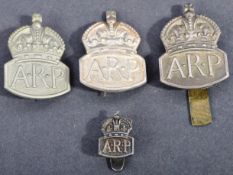 WWII SECOND WORLD WAR AIR RAID PRECAUTIONS CAP BADGES