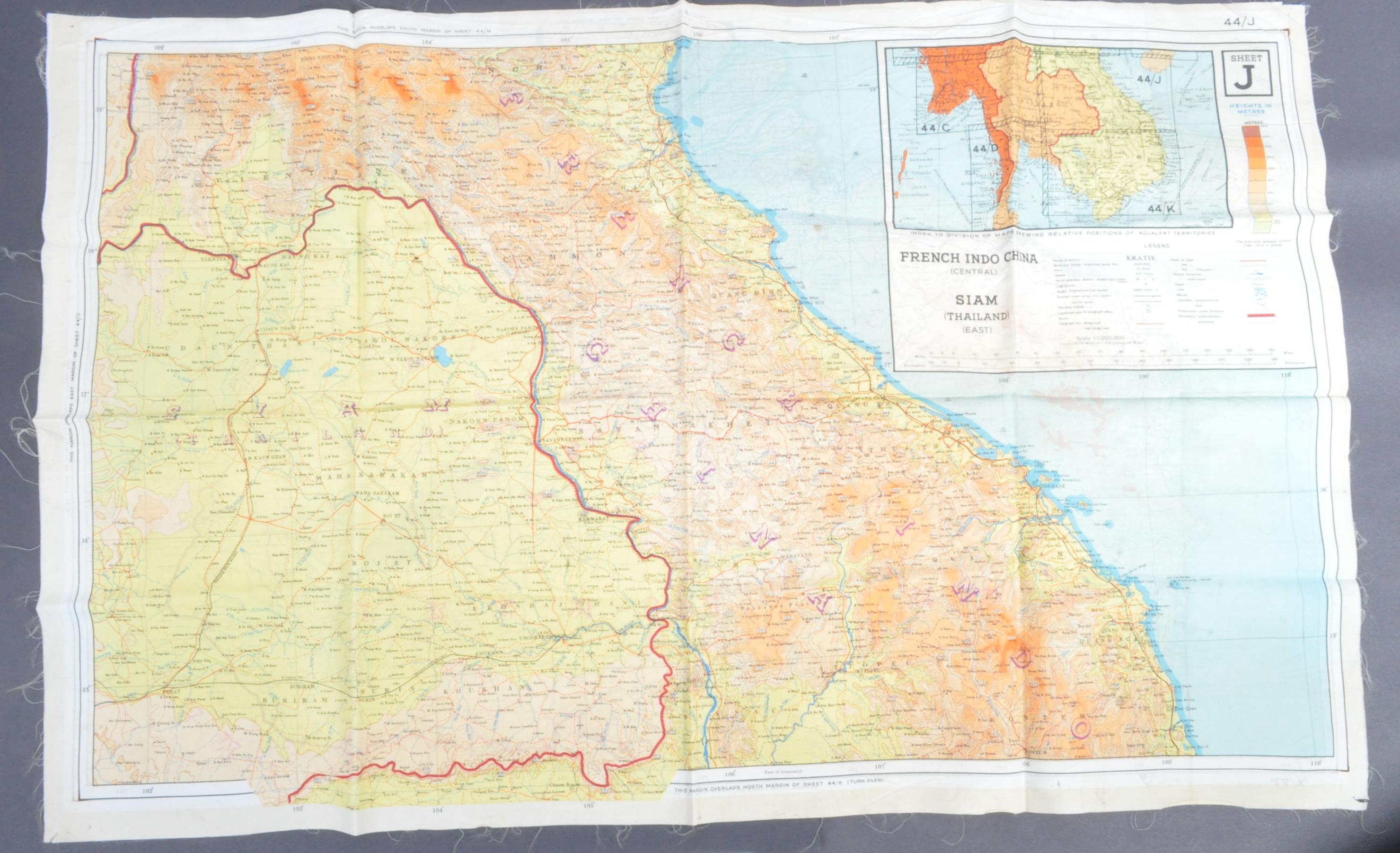 ORIGINAL WWII RAF ROYAL AIR FORCE / MILITARY SILK ESCAPE MAP - Image 6 of 8