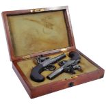 TWO EARLY 19TH CENTURY CASED FLINTLOCK PISTOLS